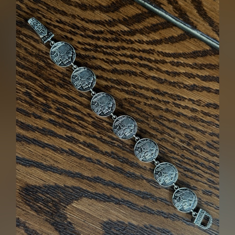 Silver Magnetic Vintage Nickel Replica Coin Bracelet